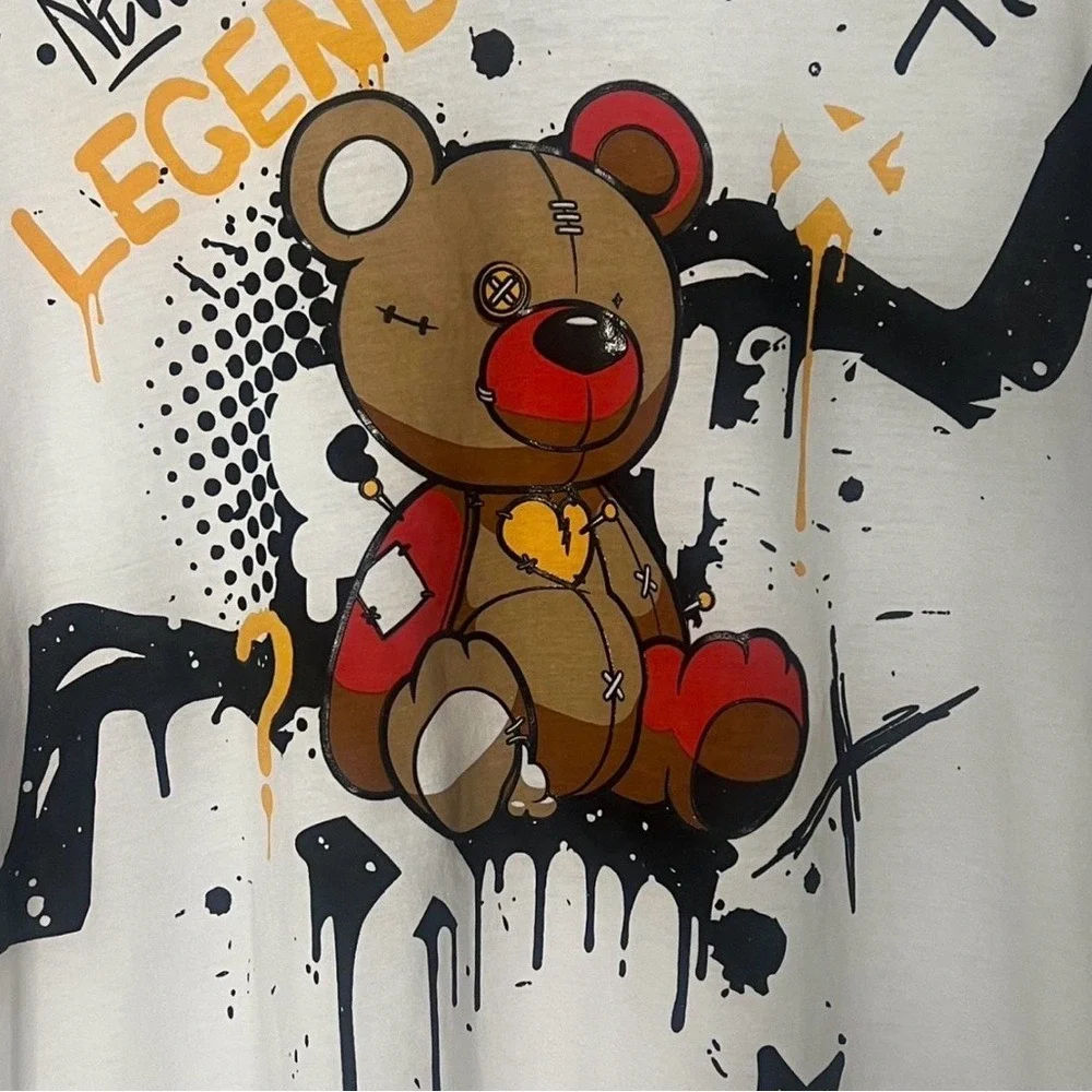 Southpole Mens New Legend Graffiti Teddy‎ Bear Graphic T-Shirt White Large